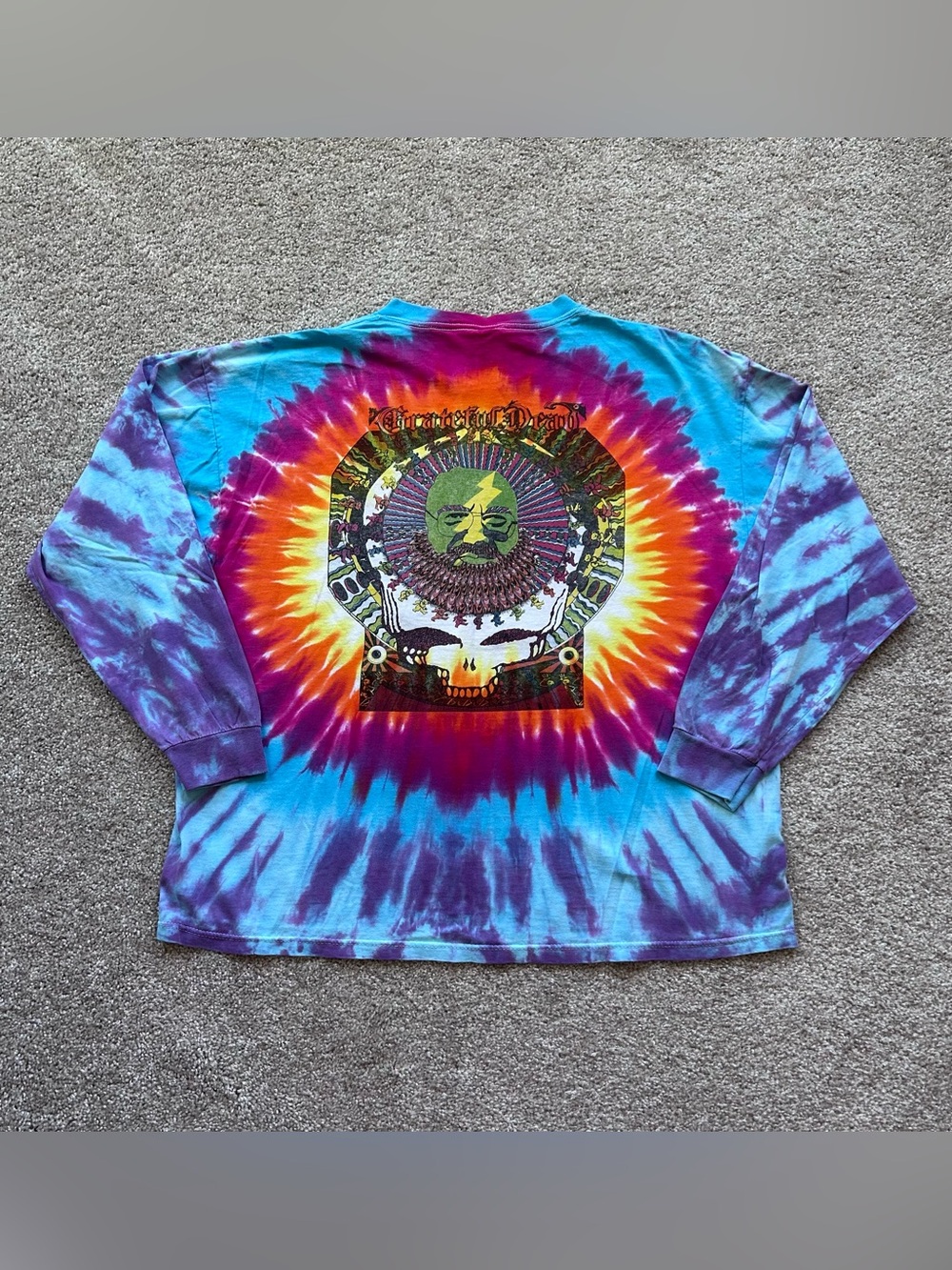 Vintage Grateful Dead Tie Dye Long Sleeve Shirt XL Jerry Garcia Steal Your Face - Picture 7 of 9